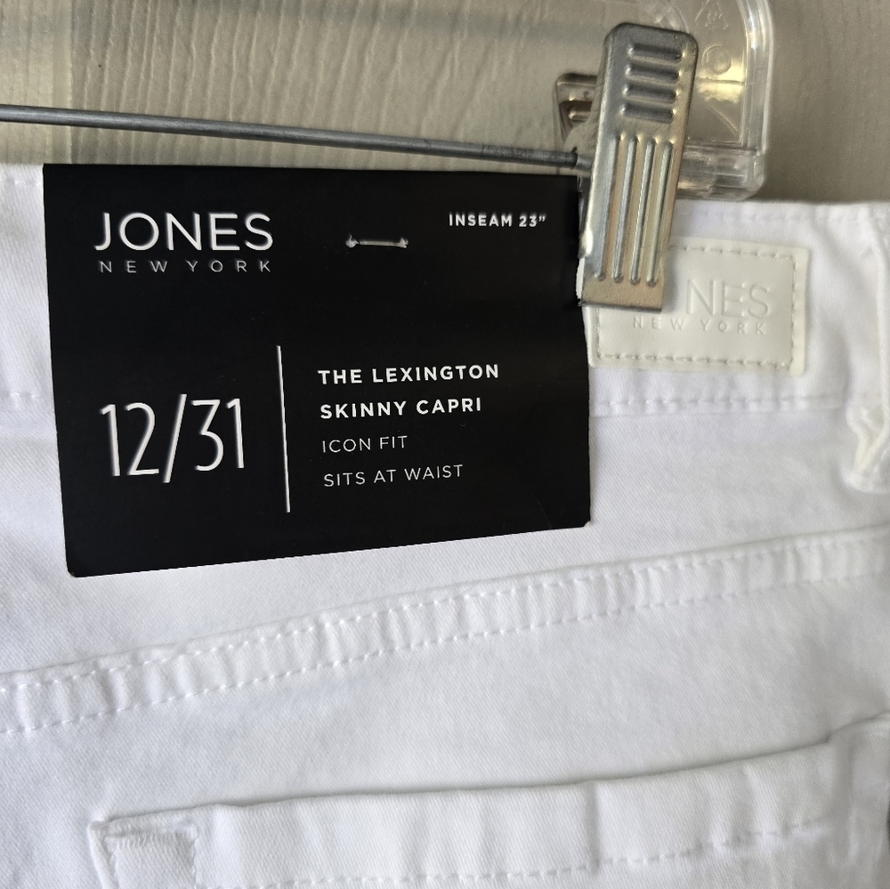 Jones New York Lexington Capri Jeans Sz 12 White Women Sculpt Shaper 34x24 - Picture 12 of 14
